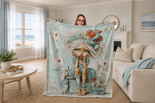 Seaside Queen Velveteen Microfiber Blanket Cozy Coastal Large Blanket