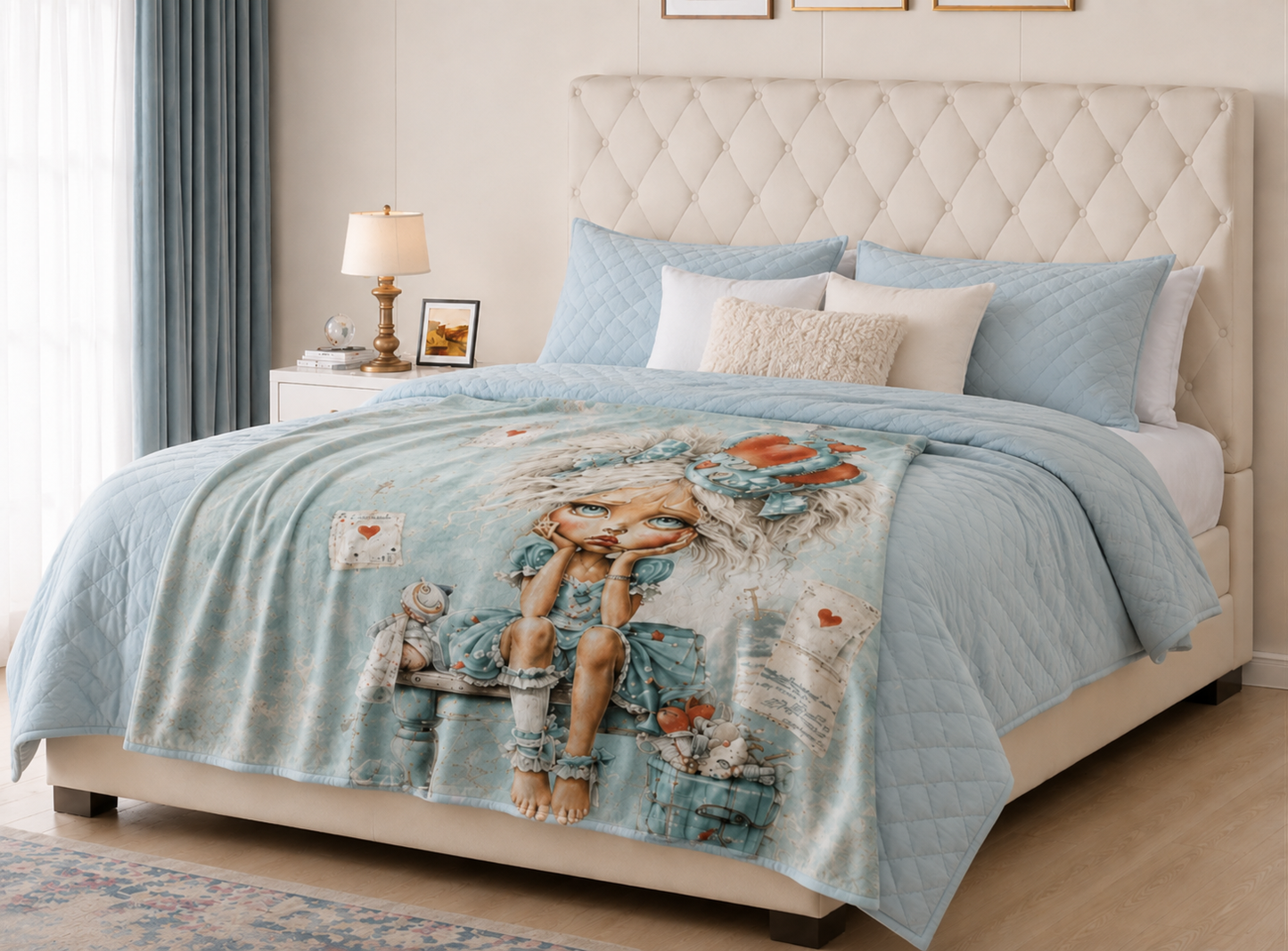 Seaside Queen Velveteen Microfiber Blanket Cozy Coastal Large Blanket
