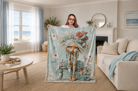 Seaside Queen Velveteen Microfiber Blanket Cozy Coastal Medium Throw Blanket