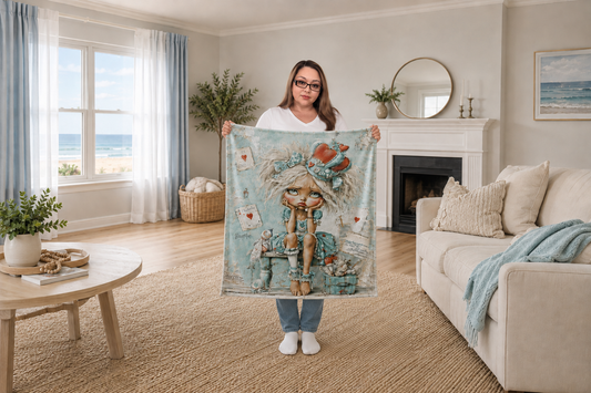Seaside Queen Velveteen Microfiber Blanket Cozy Coastal Small Throw Blanket
