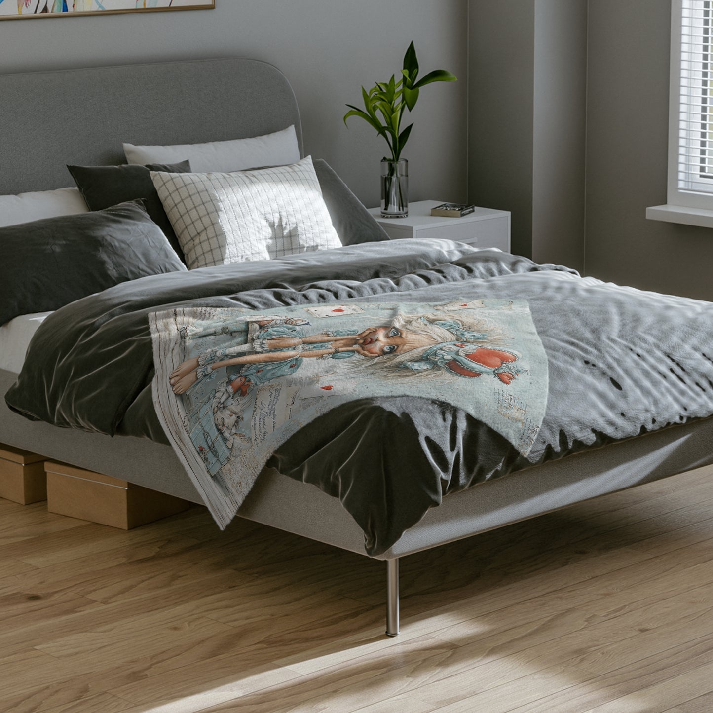 Seaside Queen Velveteen Microfiber Blanket Cozy Coastal Small Throw Blanket